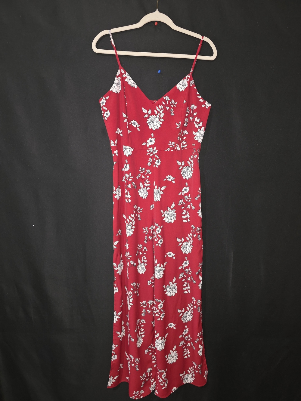Guess Red Floral Jumpsuit with White Blossoms